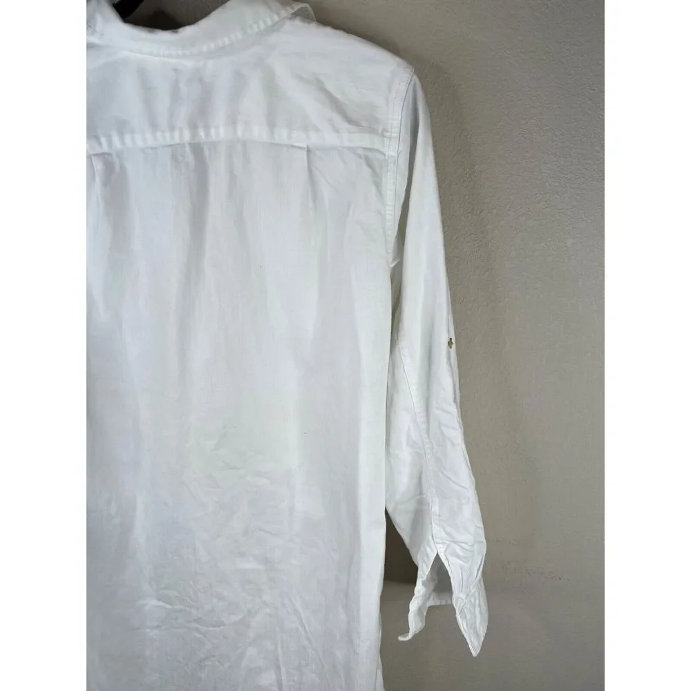 Lauren Jean Co Ralph Lauren White Button-Up Shirt Dress Pockets VTG LRL Classic - Picture 12 of 16